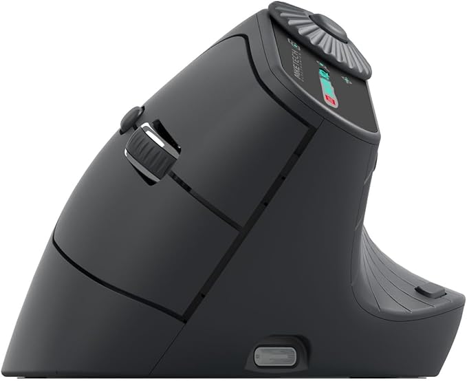 Vertical Ergonomic Mouse 2.4G Wireless BT Task Window Switching and Horizontal Scrolling,Adjustable DPI, Lightweight for Laptop,Desktop,PC,MacBook, Black (MKE 604)