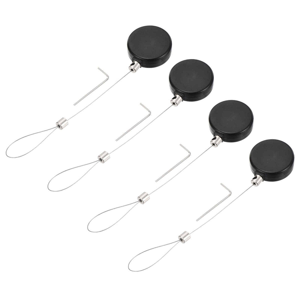 MECCANIXITY 1.8 ft Retractable Cable Lock with Latch Remote Control Security Lock with Adjustable Cord Tether Anti Theft for Laptop, TV, 200g, Black, 4 Pack