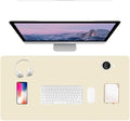 PU Leather Desk Pad Protector Gaming Mouse Pad Non Slip Desk Mat for Keyboard and Mouse Waterproof Desk Writing Pad for Office and Home Desk Accessories(Beige, 31.5 * 15.7)