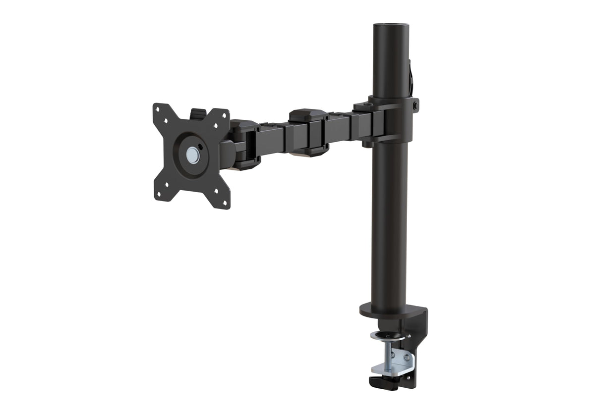 Amazon Basics Single Computer Monitor Stand with Cable Management, Height Adjustable VESA Desk Arm Mount, Fully Adjustable Tilt and Rotation, Steel, Black, Fits 13-30" Screens