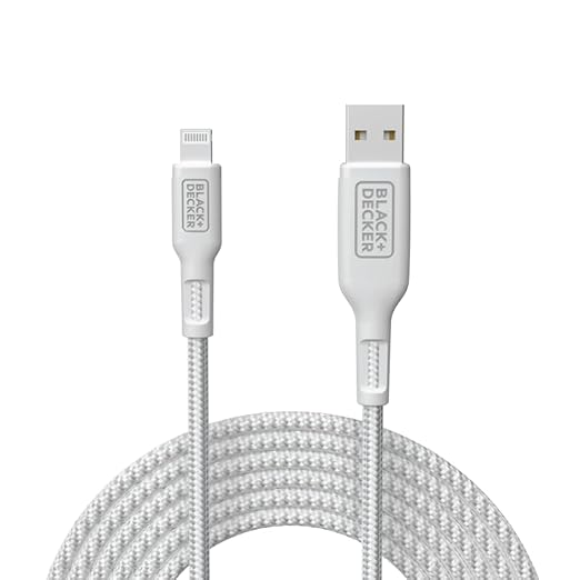 BLACK+DECKER Lightning to USB Cable - Fast Compatible iPhone Lightning Cable - Durable Braided iPhone Charger Cord - for Travel and Daily Use - Multiple Color + Length Options - 3ft