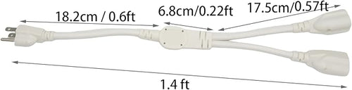 2 Way Power Splitter, 1.5 Foot 3 Prong 1 to 2 Extension Cord Splitter