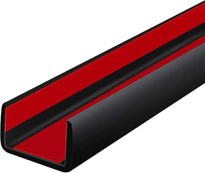 Rubber Edge Trim, Self Adhesive U Channel Edge Trim, Big Size U Shaped Trim, Edge Banding for Plywood, Woods, Shelf, Cabinet, Countertop, Fit for 3/8", Length 20Ft, Black