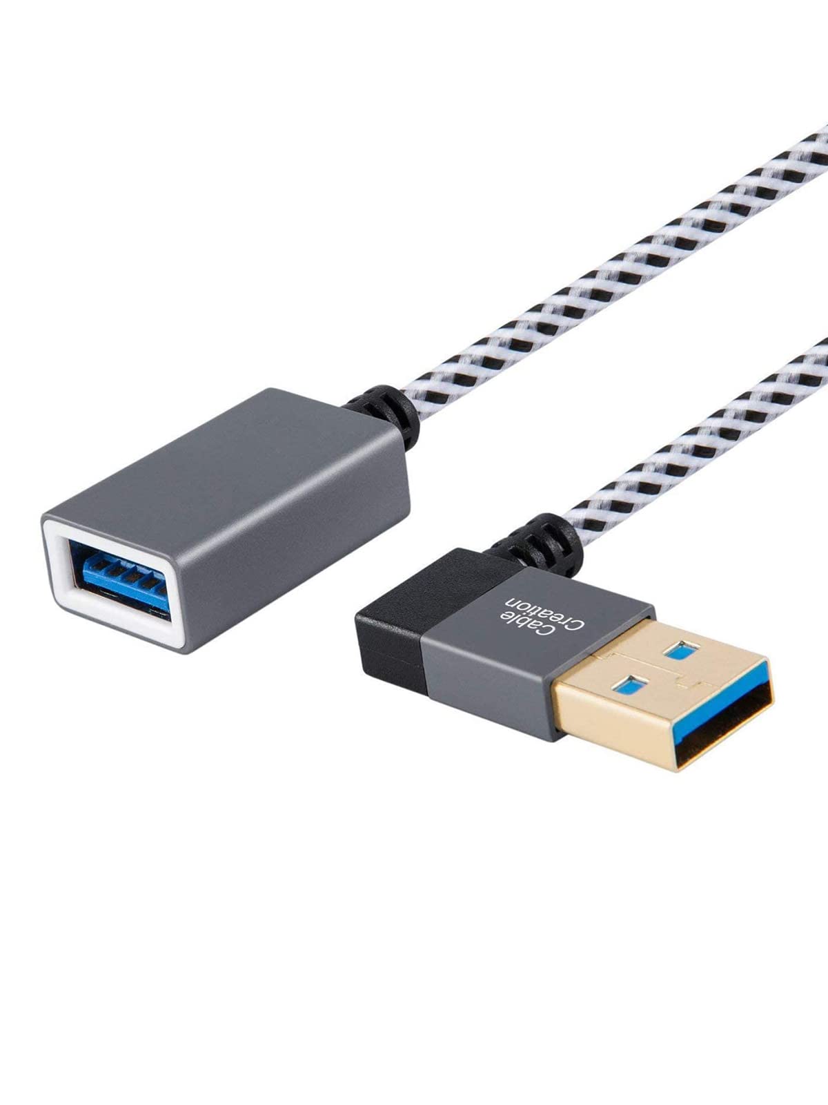 CableCreation Short USB 3.0 Extension Cable 1FT, Left Angle Extender Cord