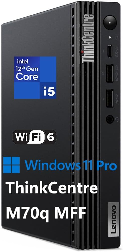 Lenovo ThinkCentre M70q Tiny 1L Business Desktop Computer, 12th Gen Intel Hexa-Core i5-12500T (Beat i7-11700T), 16GB DDR4 RAM, 512GB PCIe SSD, WiFi 6, Bluetooth 5.1, Windows 11 Pro
