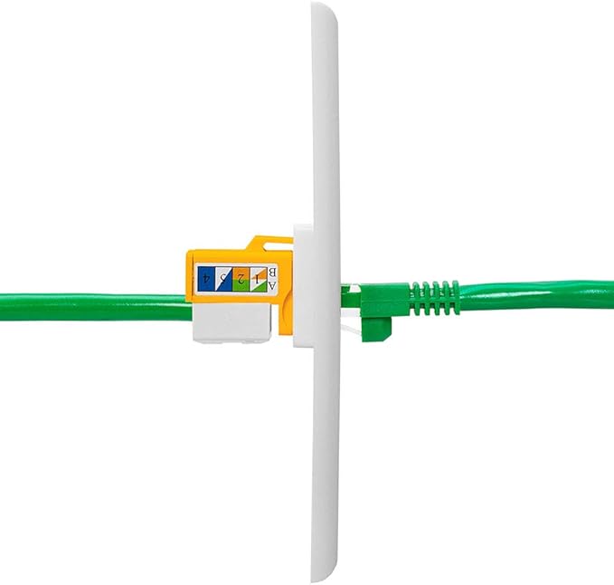Cmple - RJ45 Keystone Jack 90 Degree Cat5e Keystone Jack Insert Punch Down RJ45 Connectors Female for Wall Plates, Patch Panels, Patch Cables, Ethernet Cables - Yellow