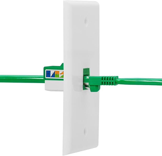 Cmple - RJ45 Keystone Jack 90 Degree Cat5e Keystone Jack Insert Punch Down RJ45 Connectors Female for Wall Plates, Patch Panels, Patch Cables, Ethernet Cables - Green