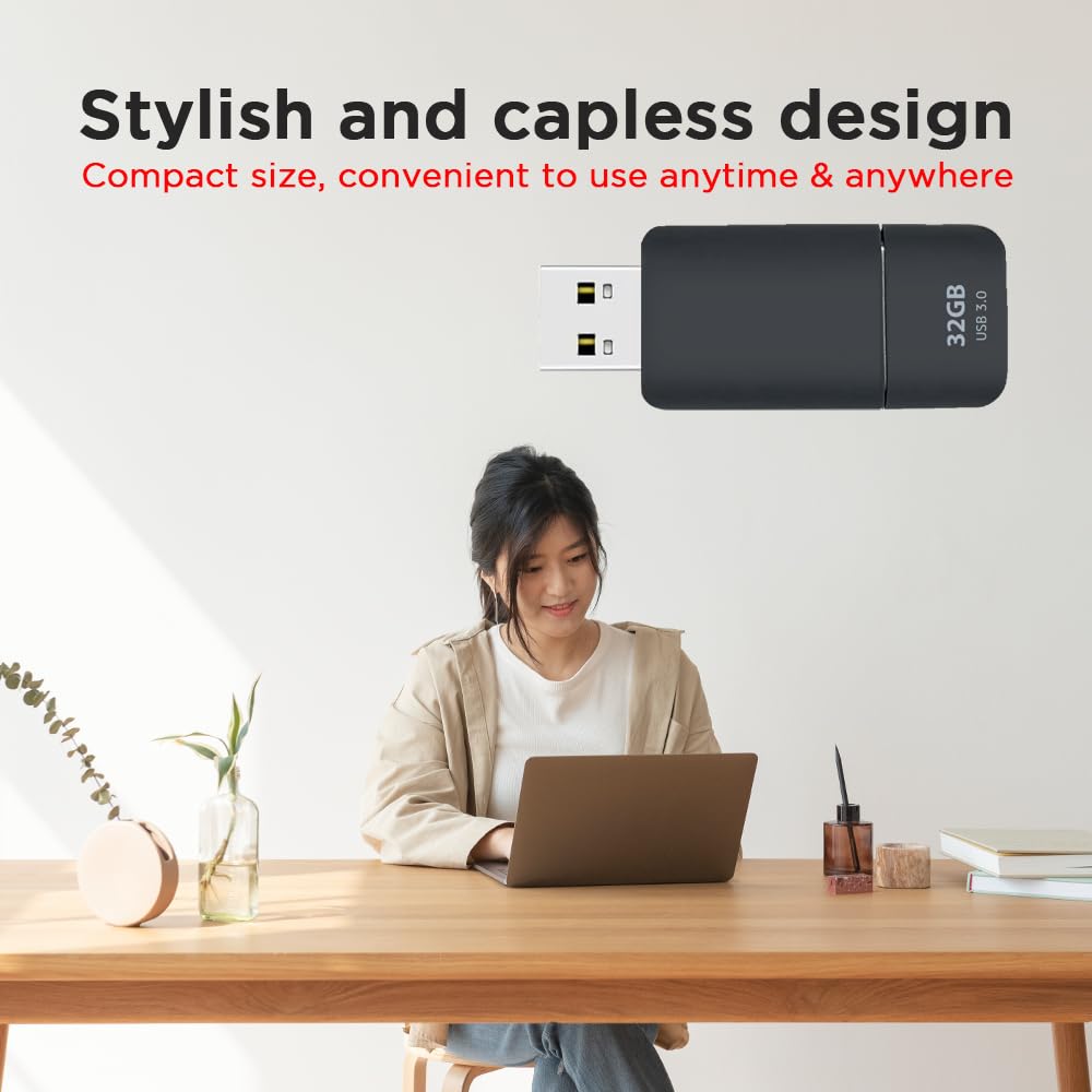 GIGASTONE 32GB Flash Drive (100 Pack) Z60NB USB 3.2 Gen 1, Ultra Fast, Retractable Capless Slider Design, Data Storage, Backup for PC/Mac/TV/Car Audio, USB 2.0/3.0/3.1 Compatible (Random Color)