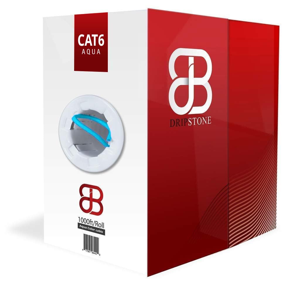 DRIPSTONE CAT6 1000ft Bulk Ethernet Cable 23AWG Solid CCA UTP 0.57mm Black