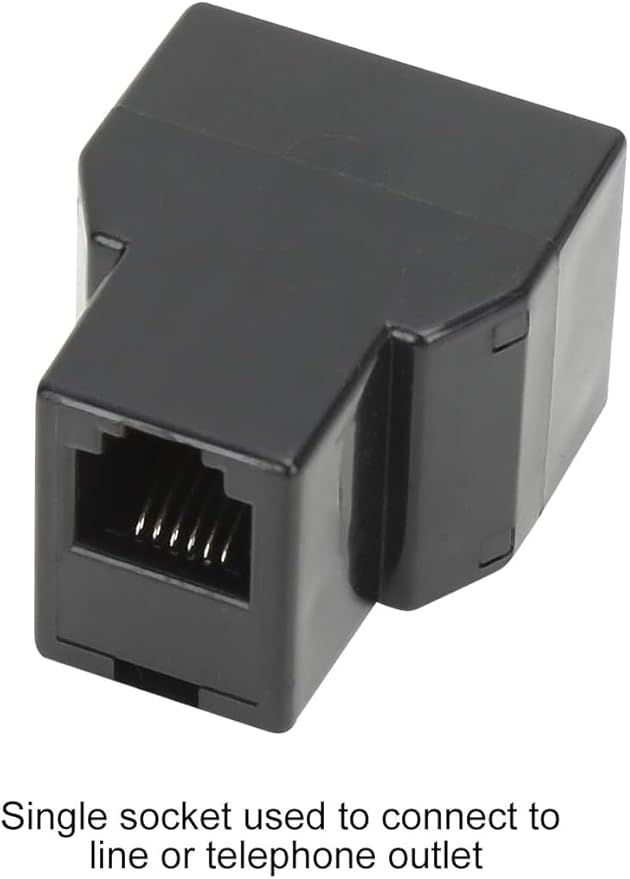 Uvital RJ12 6P6C 3 Female Telephone Line Splitters, Phone Jack Splitter, Telephone Landline Cable Connector and Separator(Black, 20 Pack)