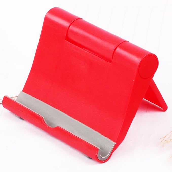 Cell Phone Stand for Desk Foldable Cell Phone Holder Desk Tablet Holder Mobile Phone Dock, Multi-Angle Universal Adjustable Tablet Dock Compatible with Most Cell Phones (Red)