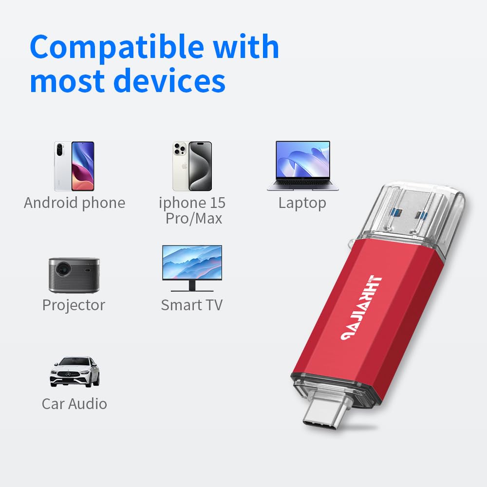 Thkailar USB Flash Drive 512GB,Type A and Type C Ports,Thumb Drive for iPhone 15/Android Phone/PC/Mac