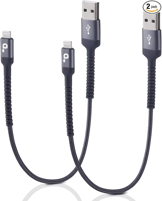 Short iPhone Charger Cable 1FT 2Pack Apple MFi Certified USB Lightning Cable, iPhone Charging Cord Nylon Braided Charger Cable Compatible with iPhone 14 13 12 11 Pro Max XS XR X 8 7 6 Plus 5 iPad