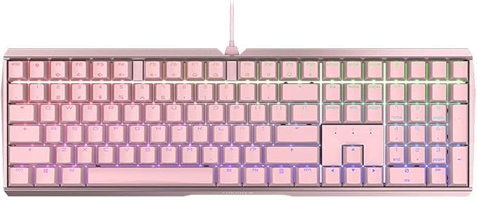 Cherry MX 3.0 S Wired Mechanical Gaming Keyboard. Aluminum Housing Built for Gamers w/MX Blue Switches. RGB Backlit Color Display Over 16m Colors. Pink
