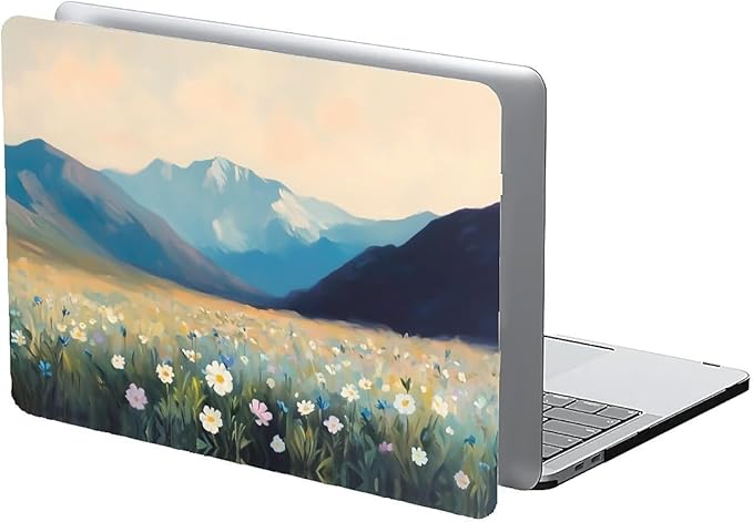 Compatible with MacBook Air 13.3 13.6 Inch Case 2022 2021 2020 2019 Plastic Hard Shell Case Cover,13.6 Air (A2681) M2 2022, Wildflowers and Mountains