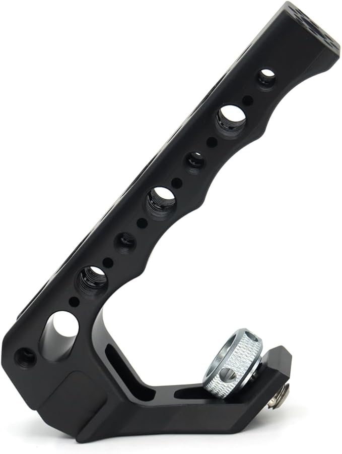 Universal Top Handle with 3/8" Screw Locating Pins for DSLR Camera Cage, with 3 Cold Shoe Adapters to Mount DSLR Camera with Microphone/LED Light/Monitor (Black with 3/8" Screw)