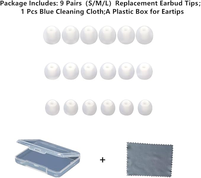 Earbud Replacement Tips Silicone Earbud Tips Ear Bud Covers Fit Most in-Ear Earbuds(Inner Hole 3.8mm -5.1mm) Headphone Ear Tips 9 Pairs S M L