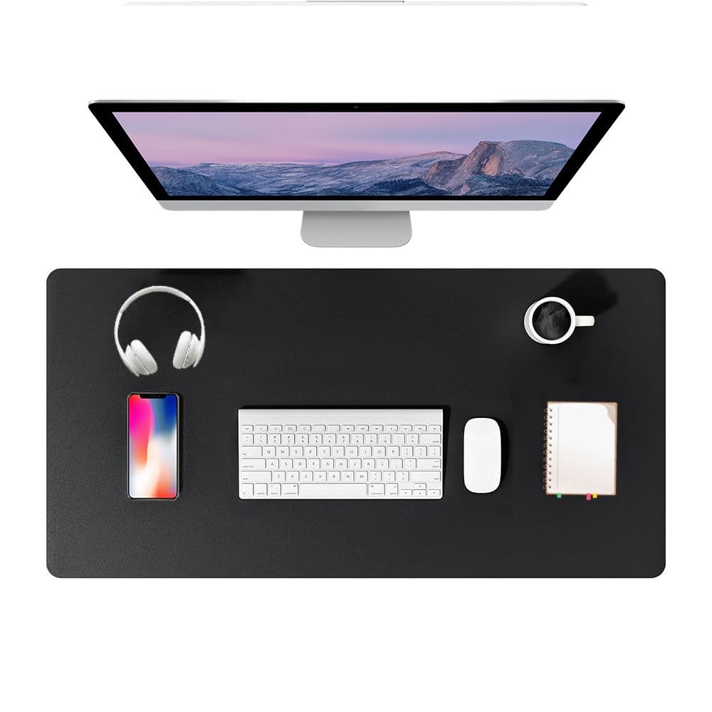 PU Leather Desk Pad Protector Gaming Mouse Pad Non Slip Desk Mat for Keyboard and Mouse Waterproof Desk Writing Pad for Office and Home Desk Accessories(Black, 47.2 * 17.7)
