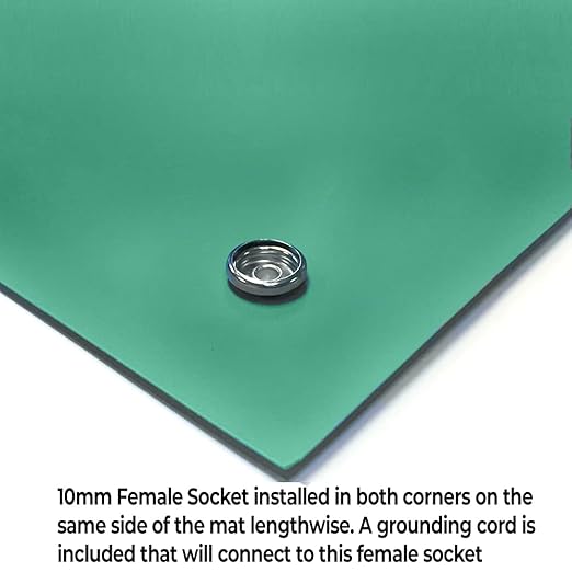 RubberStat Dual Layer ESD Compliant Workstation Rubber Table Mat Kit, Soldering, Cell Phone Repair, with Wrist Strap Set and Ground Cord - 48"x48" Green