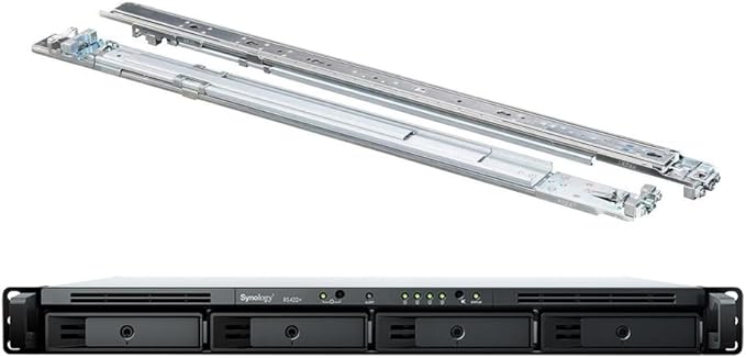 Synology RackStation RS422+ NAS Server with Ryzen 2.6GHz CPU, 2GB Memory, 32TB HDD Storage, 2 x 1GbE LAN Ports, DSM Operating System Bundle with Rail kit
