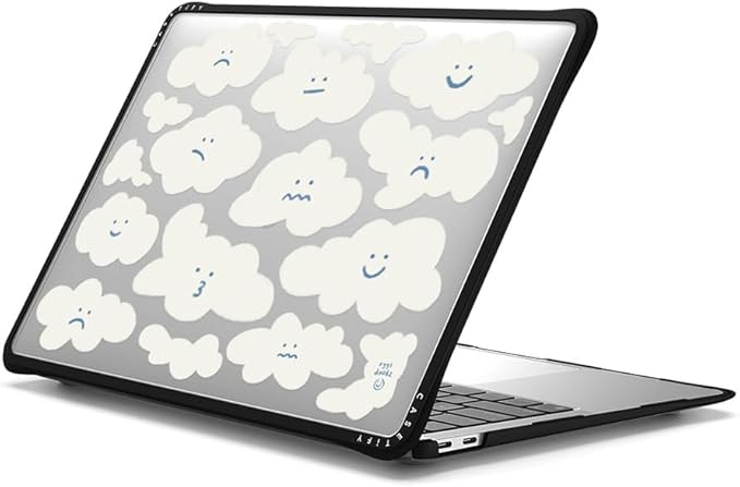 CASETiFY Impact MacBook Air 13" (M1/Intel) Case [Cushioned Impact Corners/Scratch-Resistant/Anti-Slip Grip] - Cute Clouds - Clear Black