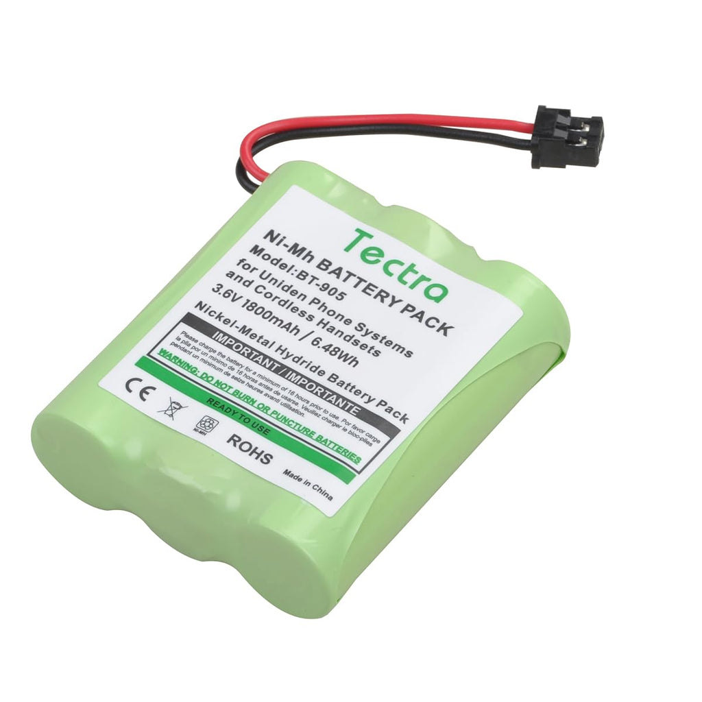 Tectra 2-Pack BT-905 Cordless Phone Battery for Uniden BT905 BT-800 BT-1006 BBTY-0444001 BBTY-0449001 Panasonic P-P501 P-P508 AT&T 200 24032 Cordless Telephones