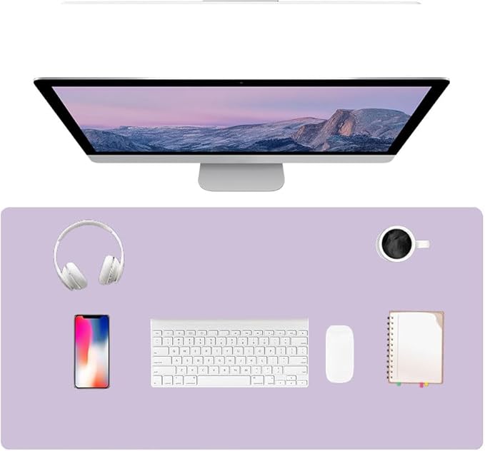 PU Leather Desk Pad Protector Gaming Mouse Pad Non Slip Desk Mat for Keyboard and Mouse Waterproof Desk Writing Pad for Office and Home Desk Accessories(Purple, 35.4 * 17.7)