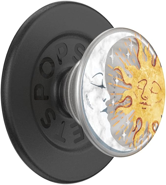 PopSockets Phone Grip for MagSafe with Kickstand, Magnetic Stand, Swappable Top, Secure Hold for iPhone MagSafe Cases, Phone & Tablet Grip - Translucent Sun and Moon