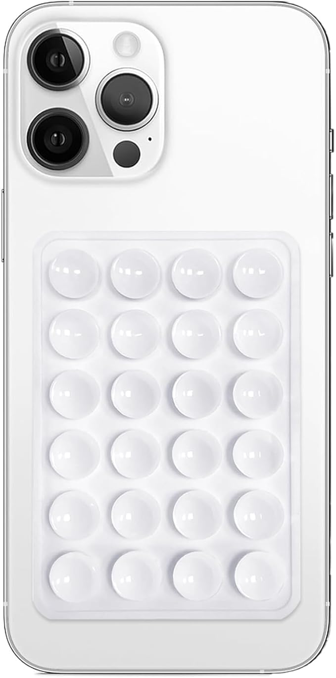 Silicone Suction Phone Case Mount, Non Slip Sticky Phone Grip for Cellphone, Silicon Adhesive Suction Cup Phone Mount, Strong Grip Holder for Selfies and Videos (White)