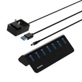 Achoro 7-Port Powered USB 3.2 Hub (2nd Gen) – 10Gbps Super Speed Aluminum USB Expander for Computer, Mac, PC, Laptop, Smartphone & Tablet – External Multi-Port Hub