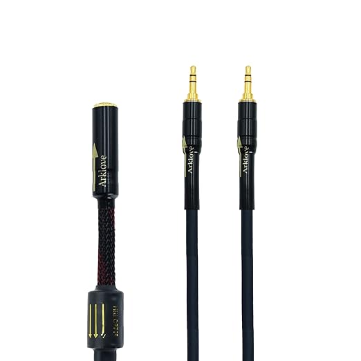 Arklove 5ft Shielded 1/8" aux Input 3.5mm Female 2X 3.5 Output Splitter Stereo Audio Video Cable Out 3.5 Male to Two 3.5 Male Mini Jack in Dual Speaker