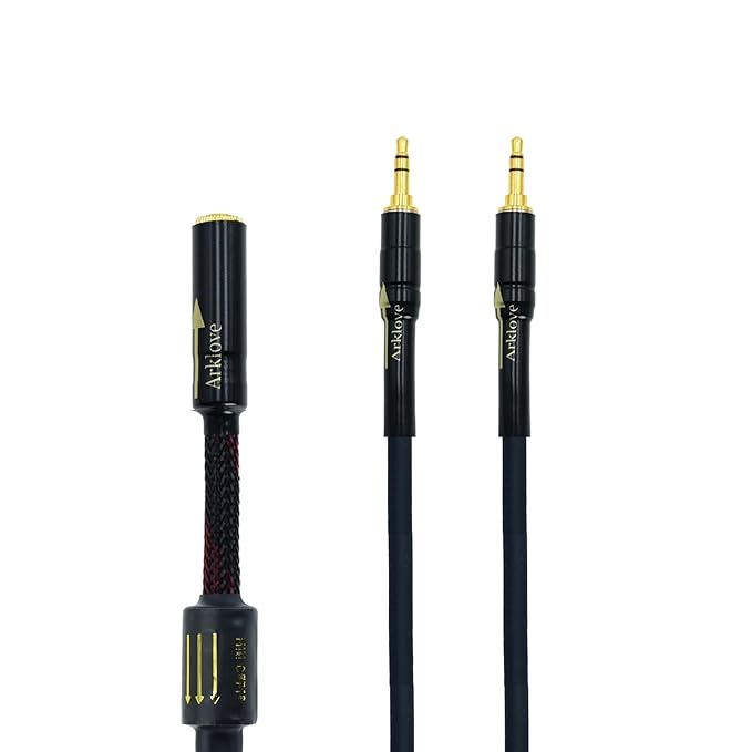 Arklove 2ft Shielded 1/8" aux Input 3.5mm Female to 2X 3.5 Output Splitter Stereo Video Audio Cable Out 3.5 Male to Two 3.5 Male in Dual Speaker Cord 24k Gold Plated