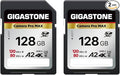 [5-Yrs Free Data Recovery] GIGASTONE 128GB SD Card 2-Pack, 4K Camera Pro MAX, A2 4K SDXC Memory Card High Speed 4K UHD Video Compatible with Canon Kodak Digital Camera, with 2 Mini case