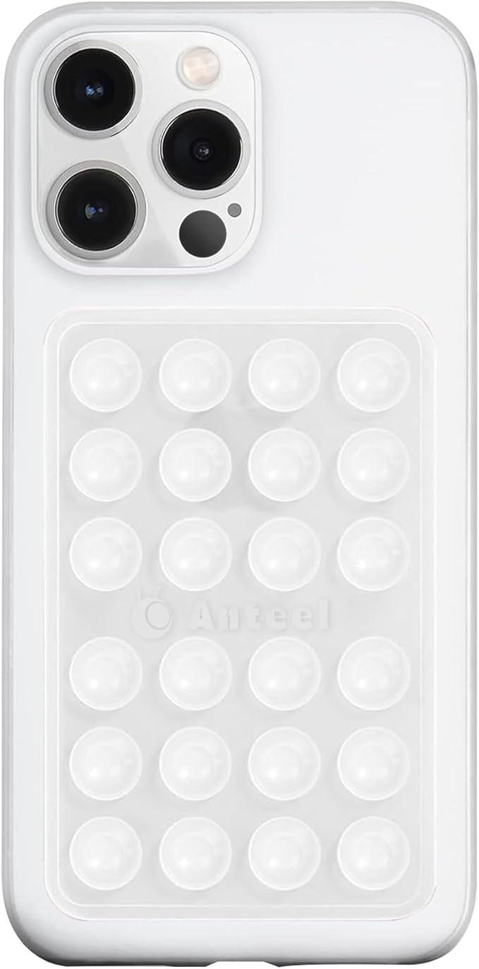 Anteel MAX Silicone Suction Phone Case Adhesive Mount, Upgraded Super Strong Grip, Durable, Easy to Use, Hands-Free Sticky Phone Holder for Selfies, Tiktok Videos, 2.56"x3.94" (Translucent)
