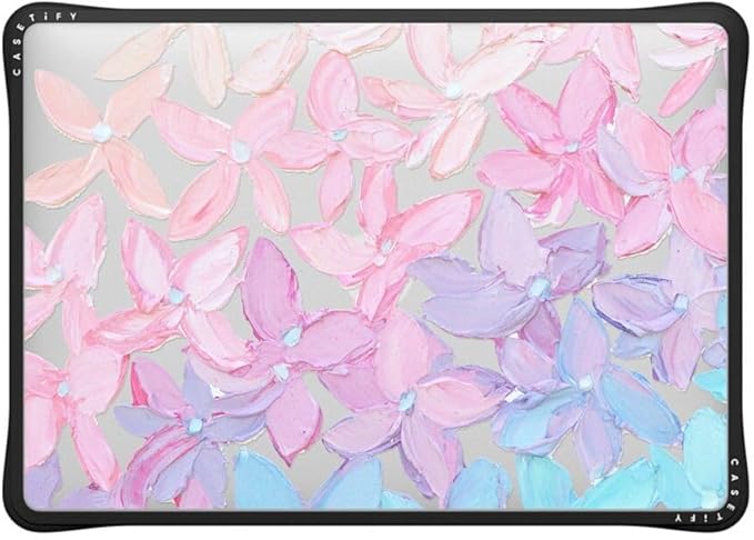 CASETiFY Impact MacBook Air 13" (M1/Intel) Case [Cushioned Impact Corners/Scratch-Resistant/Anti-Slip Grip] - Clear Hydrangea Blooms - Clear Black