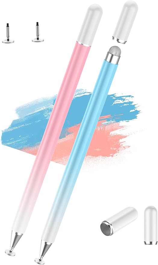 Stylus Pens for Touch Screens, 2 Pcs 2-in-1 Lightweight Magnetic iPad Pen