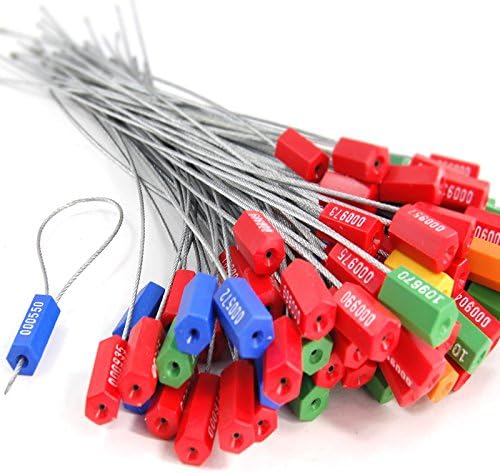 Leadseals(R) 500 Red Security Cable Seals Metal Truck Trailer Seals Tamper Proof Security Tag Seal Disposable Self-Locking Shipping Security Tags Numbered(Pack of 500 PCS)
