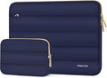 MOSISO 13.3 inch Laptop Case, 13-13.3 inch Puffy Laptop Sleeve Compatible with MacBook Air 13 13.6 M4 M3 M2 M1/Pro 13/Pro 14, HP Dell ASUS Lenovo,Polyester Horizontal Bag with Small Case, Navy Blue