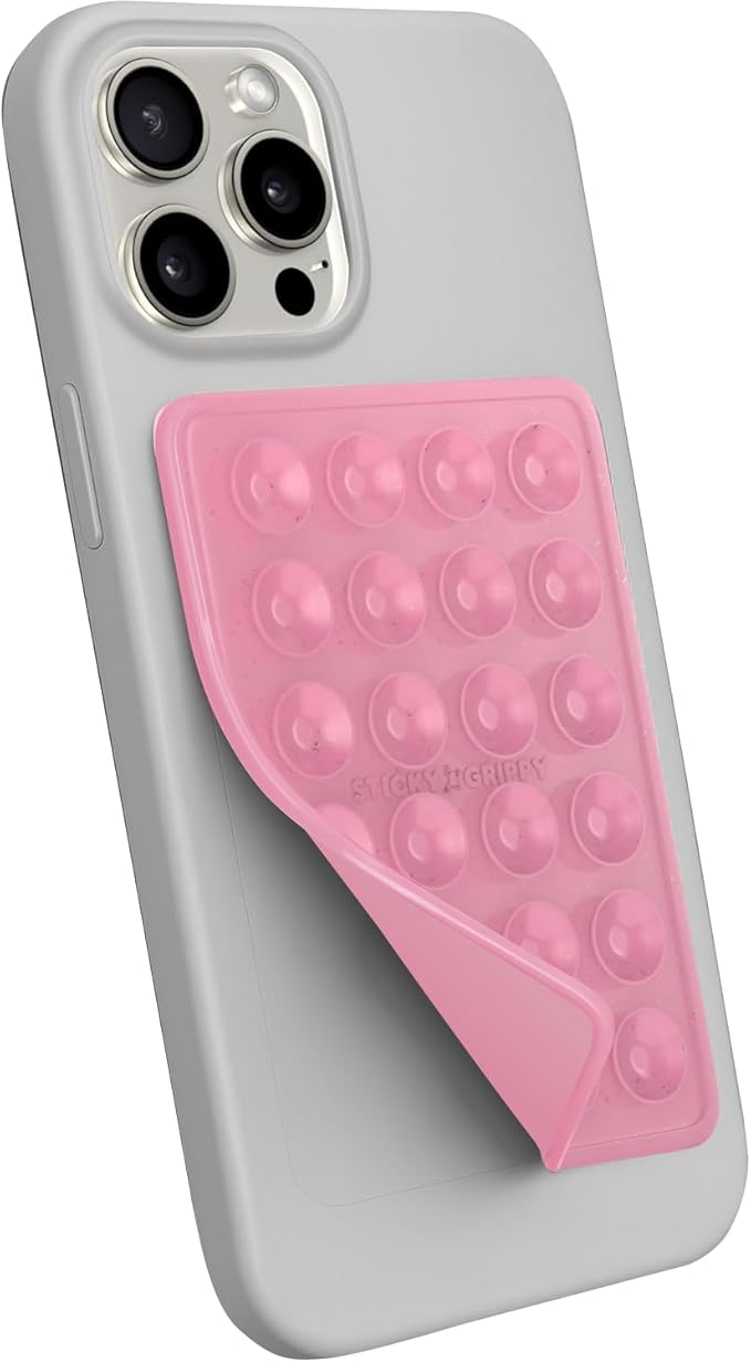 StickyGrippy Suction Phone Case Mount, Sillicon Adhesive Phone Accessory for iPhone and Android, Hands-Free Fidget Toy Mirror Shower Phone Holder, Tiktok Videos and Selfies (Blue)