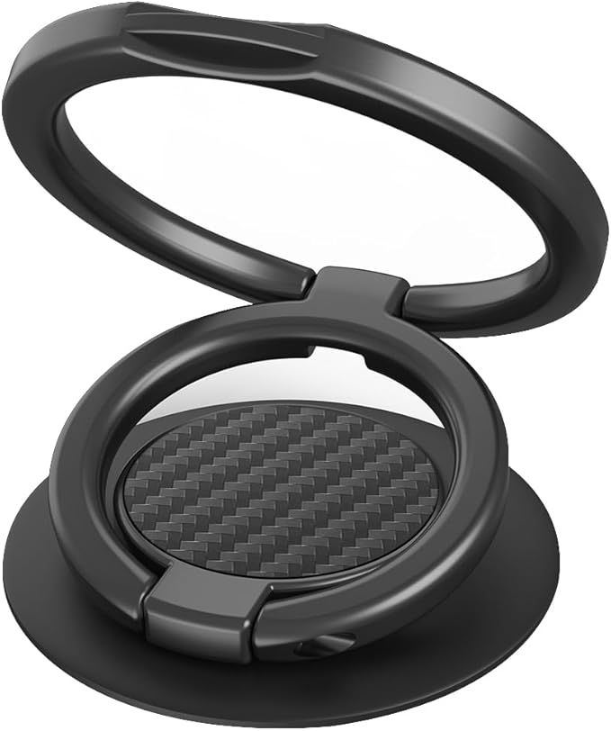 Phone Grip, Phone Ring Holder Finger Kickstand, Adjustable Metal Cell Phone Rings Gripper Stand Work with Magnetic Car Mount for iPhone Samsung &Other Phones - Black Weave