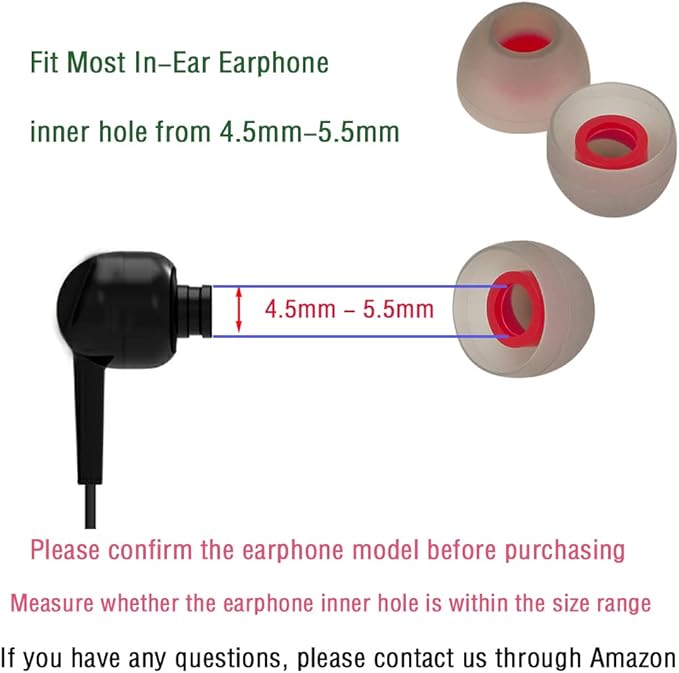 Silicone Earbud Covers - Replacement Ear Tips for In-Ear Headphones - S, M, L - 9 Pairs
