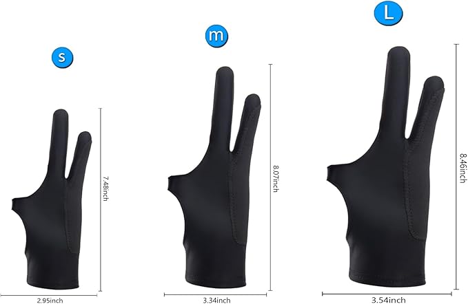 SPBMY Drawing Glove 2 Pack,Two-Finger Artist Glove for Drawing Tablet, Paper Sketching, iPad. Digital Art, Right Hand and Left Hand, Black M: 3.34x8.07 inches