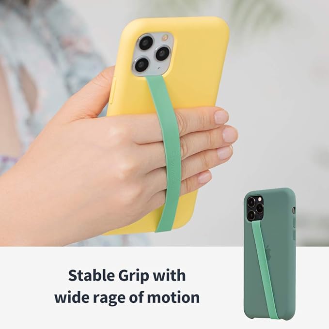 Sinjimoru Stretchable Silicone Phone Strap, Flexible and Elastic Grip Holder for iPhone & Android, Secure Phone Loops Finger Grip with Wireless Charging Support Sinji Loop Grey