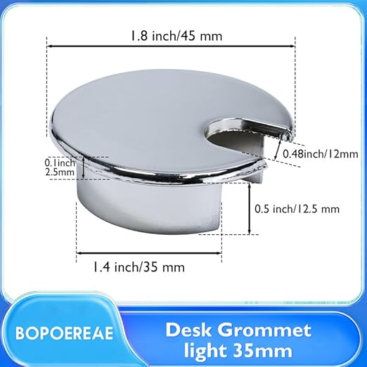 BOPOREAE Zinc Alloy Desk Grommet 1-3/8" (35 mm), Desk Cord Hole Cover