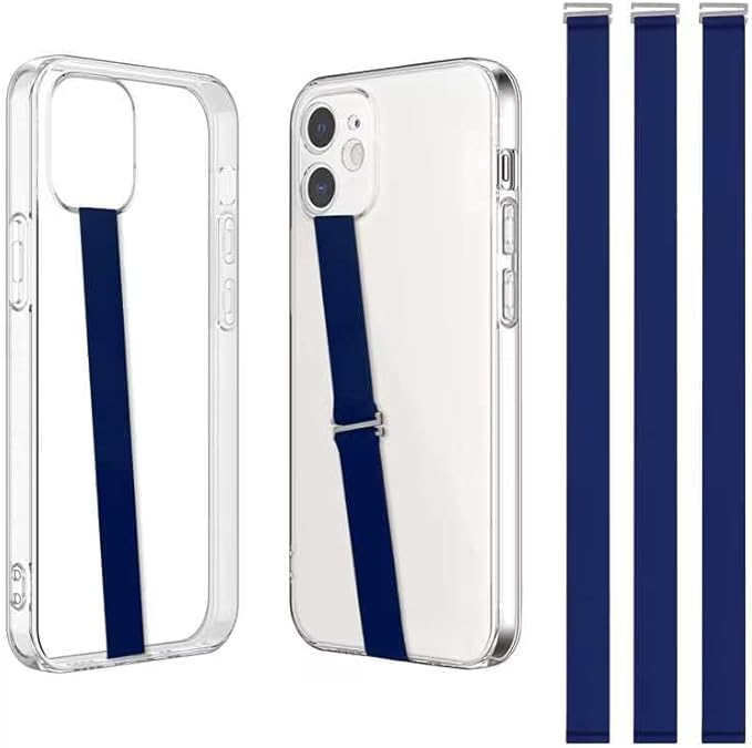 TEAMOLA 3pcs Silicone Phone Grip Holder Strap for iPhone 15/15 Pro/16/16 Pro & Samsung Galaxy S24/S23 - Anti-Slip Finger Loop for Case, Universal Phone Loops for Back of Cell Phones（230, 3 Navy）