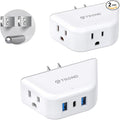 TROND Multi Plug Outlet Extender with USB - 2 Pack Wall Splitter, 3 Way Angled Outlet Adapter, Cruise Essentials, Small Multiple Expander for Cruise Ship Travel Home Office Dorm Room
