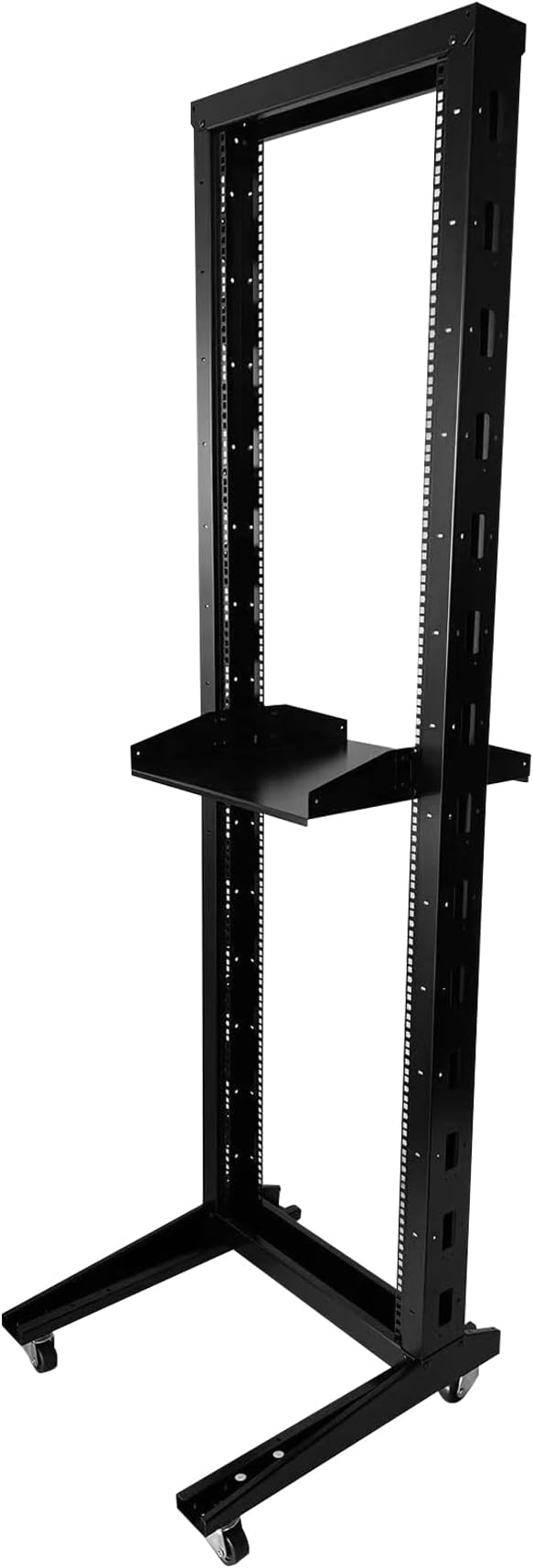 2 Post 29U Open Frame Server Rack 2-Post Server Rack Network Rack,with Movable casters，Comes with 2 Center Trays,for 19 Inch Equipment, Networking Data & IT Devices,1010lbs Weight Capacity(2P-DL-29)