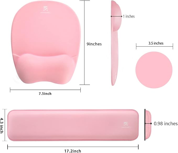 Memory Foam Set Wrist Rest Pad & Mouse Wrist Rest Support,Ergonomic Design for Office,Home,Laptop,Desktop Computer,Gaming Keyboard - Pink