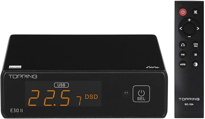 Topping E30II lite DAC Preamp - AK4493S Hi-Res XMOS XU208 DAC 32Bit/768kHz DSD512 DSD Direct Mode for USB/Coax/Opt Inputs RCA HiFi Stereo Digital Audio Decoder(Black)