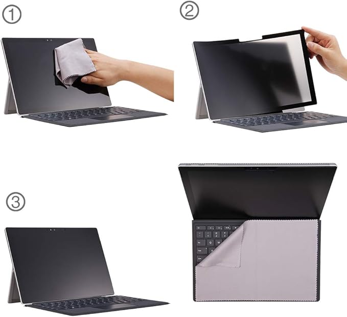 FILMEXT for Microsoft Surface Pro 7 Plus/7/6/5/4/3 Fully Removable Privacy Screen Protector Filter, Anti-Spy Anti-Glare Feature Makes (for Surface Pro 7+/7/6/5/4 Privacy Screen Protector)